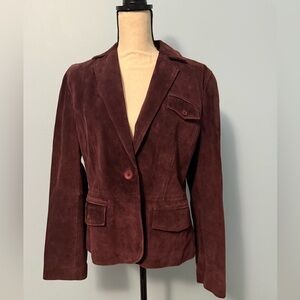 Ann Taylor Loft Women's Burgundy Suede Jacket Size 12 EUC